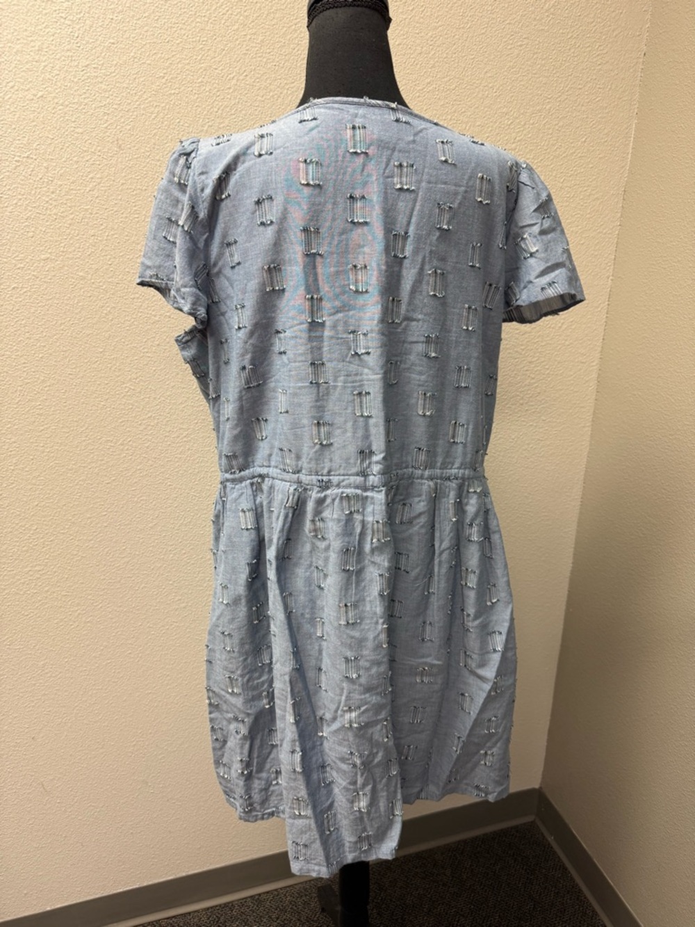 LOFT Chambray Dress XL Blue Button Front Boho Cotton Summer Midi Casual - Picture 5 of 9
